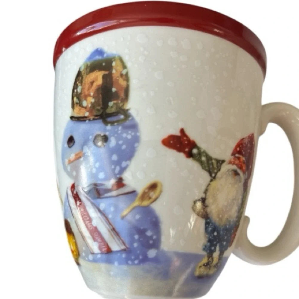 Williams-Sonoma Nortic Elf Mug set making a snowman pattern set of 4